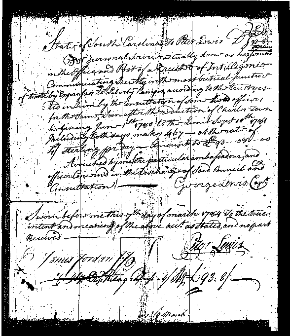 Peter Lewis Revolutionary War Document