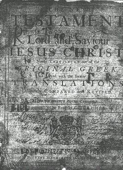 Front Page of Thomas Robinson's Bible