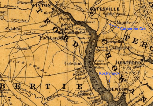 Map of Catherine and Rockyhock Creeks