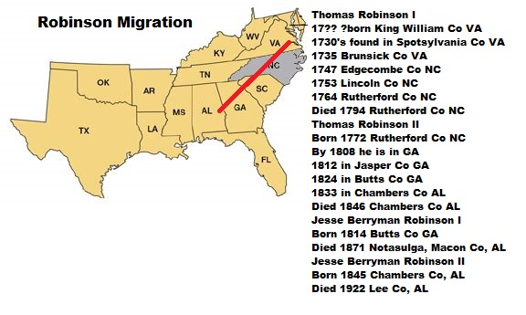 Map of Robinson Migration